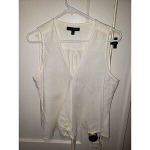 Banana Republic White Sleeveless Linen Blend Tank Top Size M